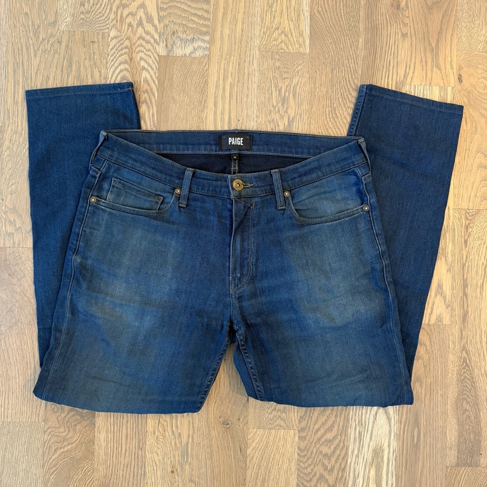 PAIGE Men's Dark Blue Slim Jeans - Picture 2 of 6